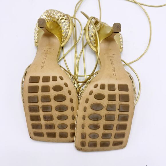 BOTTEGA VENETA Metallic leather-trimmed mesh pumps (Size 38.5) - Picture 14 of 16